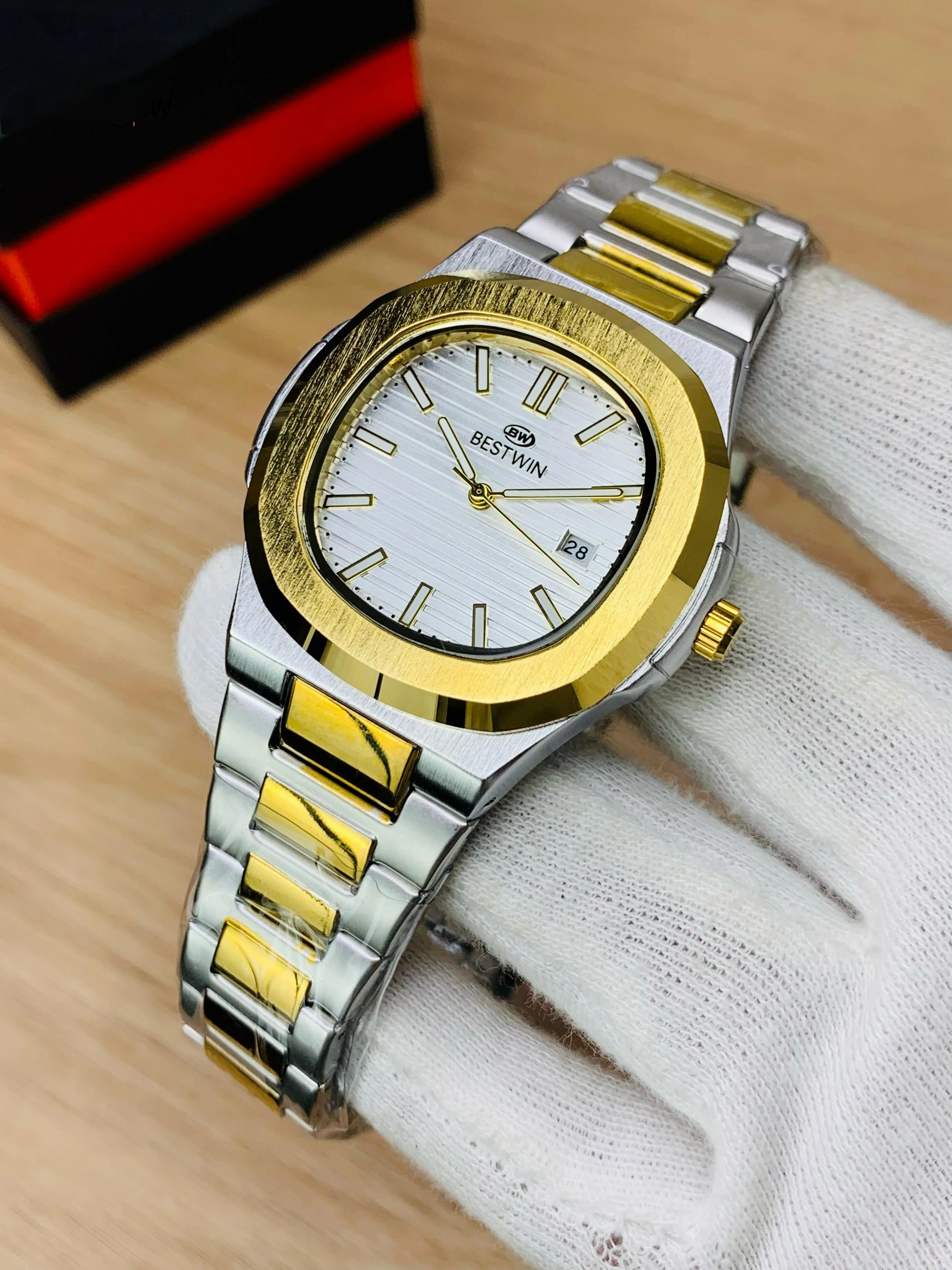 BestWin Original Gent's Watches - Patek Model with Date Function, Stainless Steel Chains